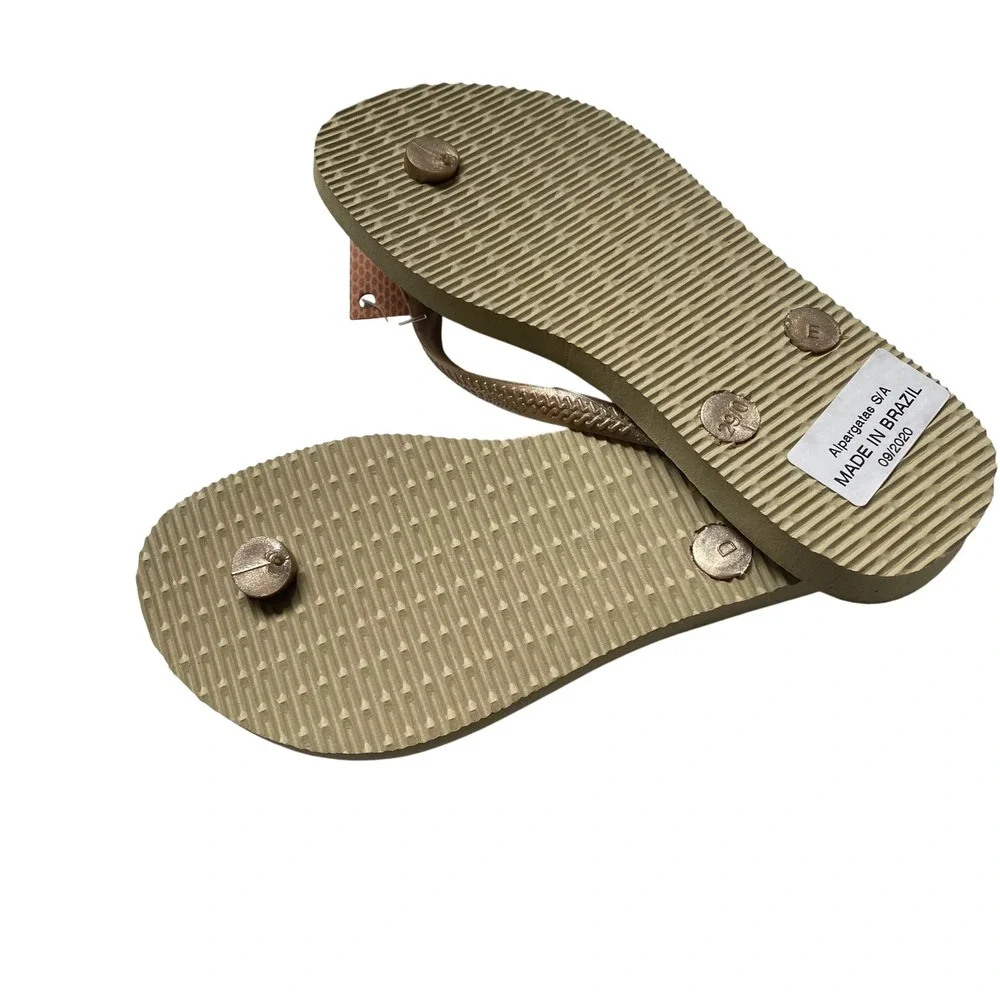 Havaianas Kids Slim Rose Gold Metallic Flip‎ Flop Sandals Size 13C/1Y NWT